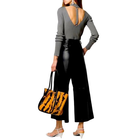 Helmut Lang Ring Cutout Mockneck Ribbed Knit Sweater Steel Gray Size‎ Large - Picture 2 of 11